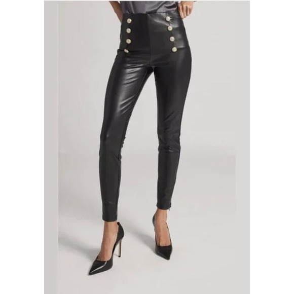 Generation Love Women's Dawson Vegan Leather Button Leggings XXL Black Chic Edgy